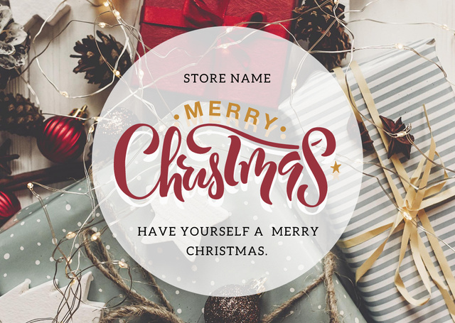 Christmas Cheers Decoration and Presents Postcard Design Template