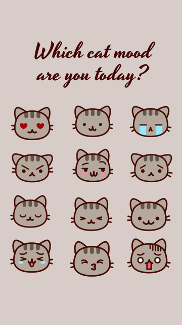 Cute Cat Characters with different Moods Instagram Video Story Modelo de Design