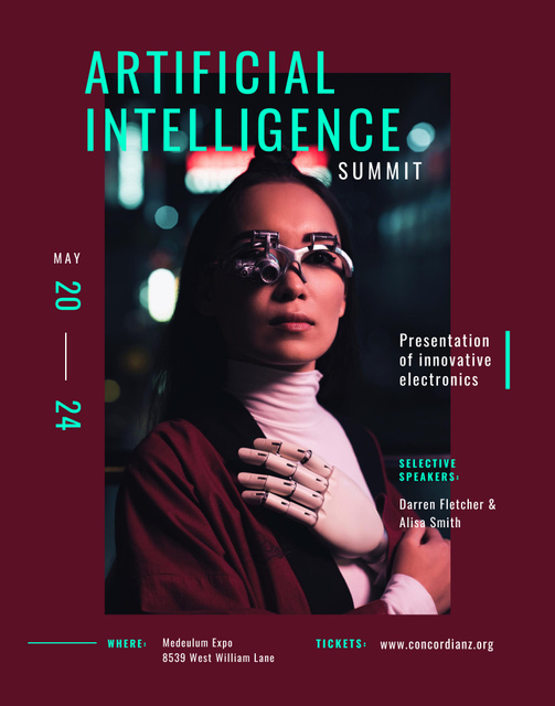 Woman in Innovational AI Glasses Poster 22x28in Πρότυπο σχεδίασης
