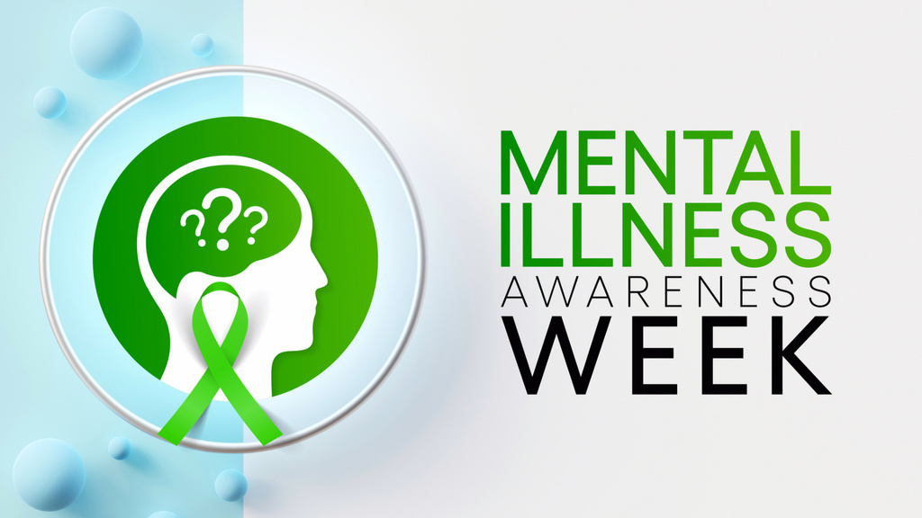 Mental Illness Awareness Week with Human Profile Zoom Background Design Template