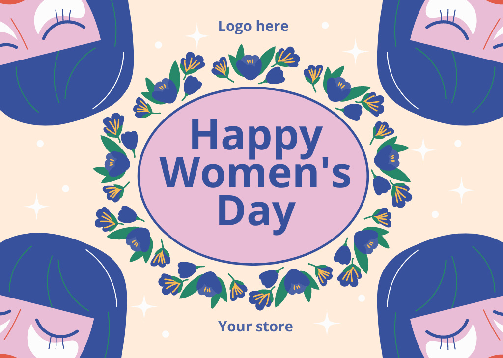 World Feminine Equality Day Congrats With Florals Card – шаблон для дизайна