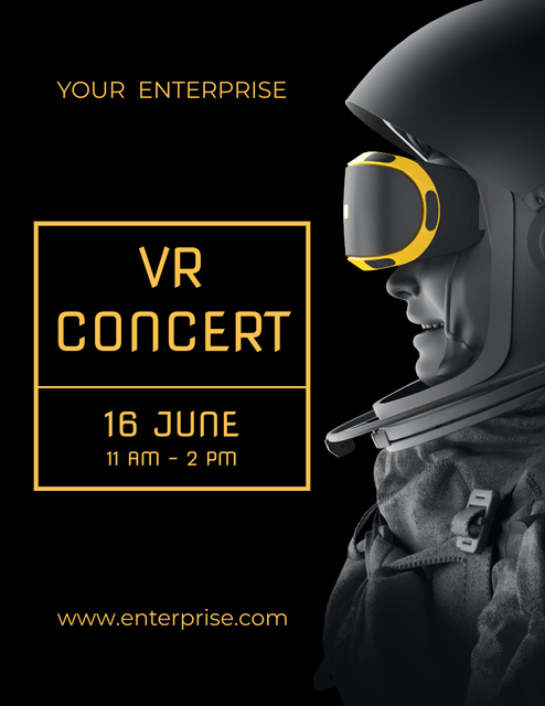 Futuristic VR Concert Announcement Poster 8.5x11in Design Template