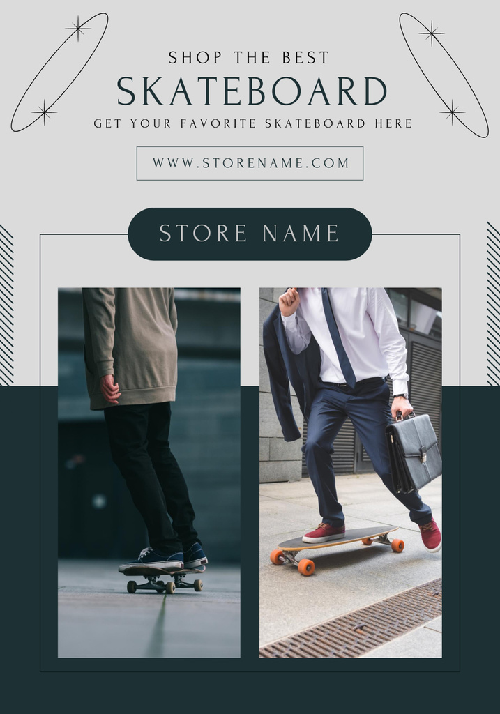Skateboard Sale Offer with Collage Poster 28x40in Design Template