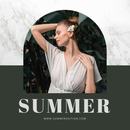 Beautiful Young Woman in Gentle Summer Dress Instagram Design Template