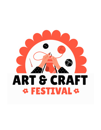 Arts And Craft Festival With Knitting T-Shirt Design Template