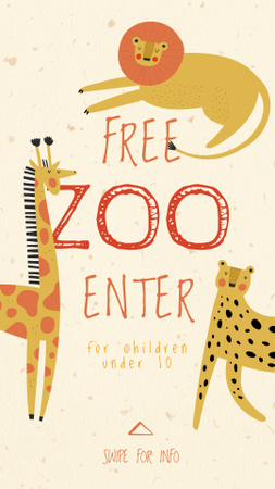 Бесплатный вход в зоопарк Instagram Story – шаблон для дизайна