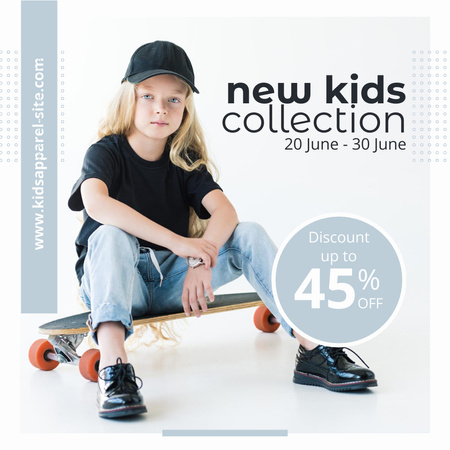Fashion Sale Anouncement with Stylish Child Instagram AD Design Template