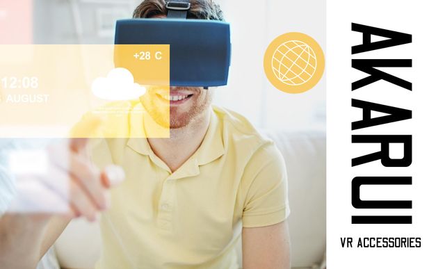 Young Man Wearing a Virtual Reality Headset Business Card 91x55mm tervezősablon
