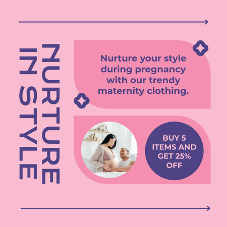 Modèle de visuel Promo pour les vêtements de maternité à la mode - Instagram AD