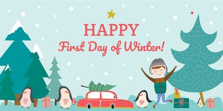 Plantilla de diseño de Happy first day of Winter Twitter 