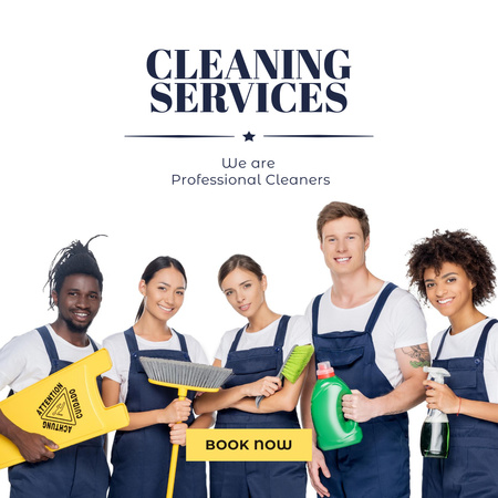 Cleaning Service Team at Work Instagram AD Modelo de Design