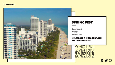 Spring Fest -juhlailmoitus rannalla Full HD video Design Template
