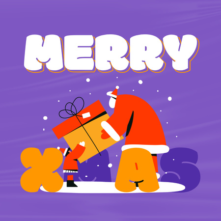 Cute Christmas Greeting with Santa Instagram tervezősablon