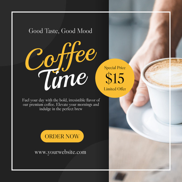 Designvorlage Limited Offer For Creamy Coffee In Coffee Shop für Instagram