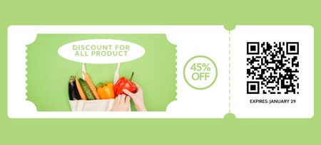 Platilla de diseño Grocery Store Promo with Fresh Organic Vegetables Coupon 3.75x8.25in