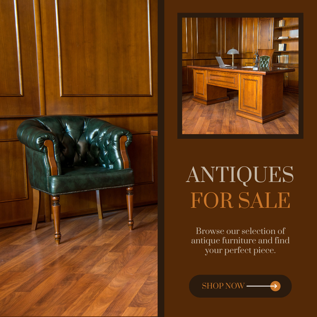 Antique Furniture Set With Armchair Offer For Sale Instagram Design Template