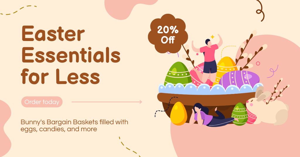 Easter Essentials Promo with Bright Illustration Facebook AD Design Template