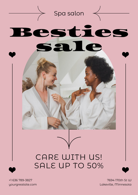 Galentine's Day Sale Announcement with Girlfriends Poster Design Template