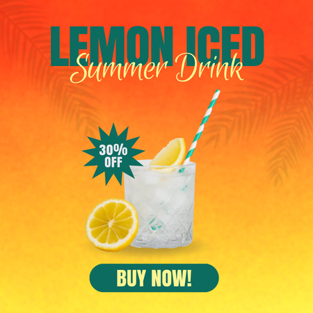Designvorlage Summer Iced Lemon Drink für Instagram