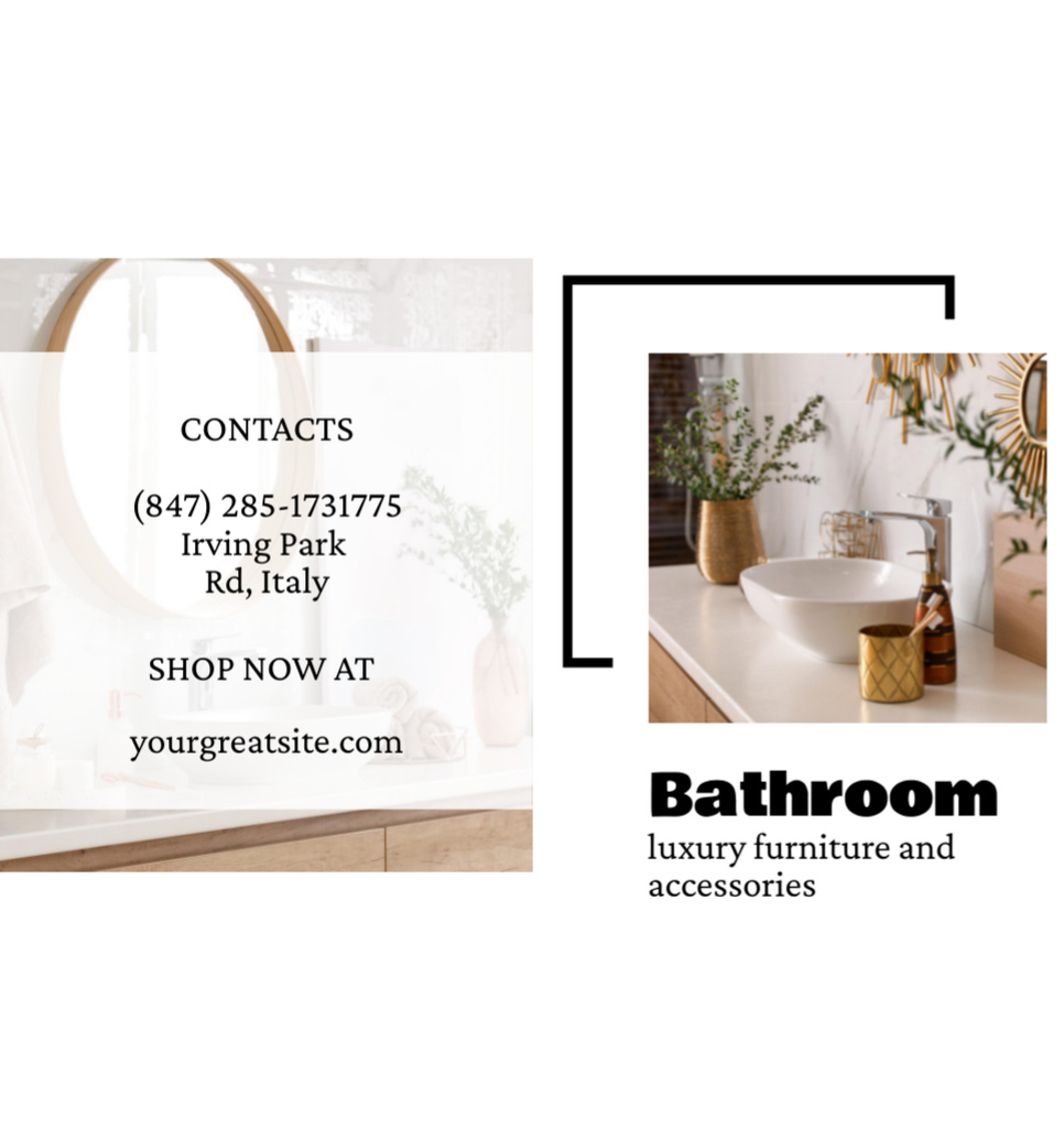 New Bathroom Accessories and Flowers in Vases Brochure Din Large Bi-fold Πρότυπο σχεδίασης