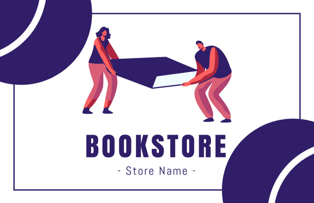 Designvorlage Bookstore Ad with People holding Book für Business Card 85x55mm