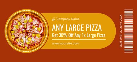 Ofereça desconto em qualquer pizza grande Coupon 3.75x8.25in Modelo de Design