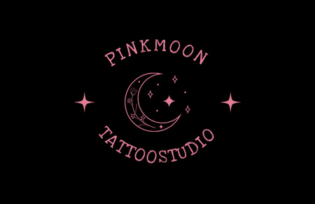 Plantilla de diseño de Cute Tattoo Studio Service With Moon And Stars Business Card 85x55mm 