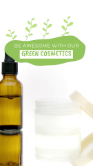 Green Cosmetics With Serum In Glass Dropper