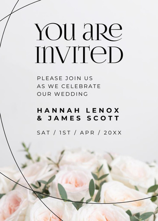 Simple Wedding Invitation with Flowers Invitation Design Template