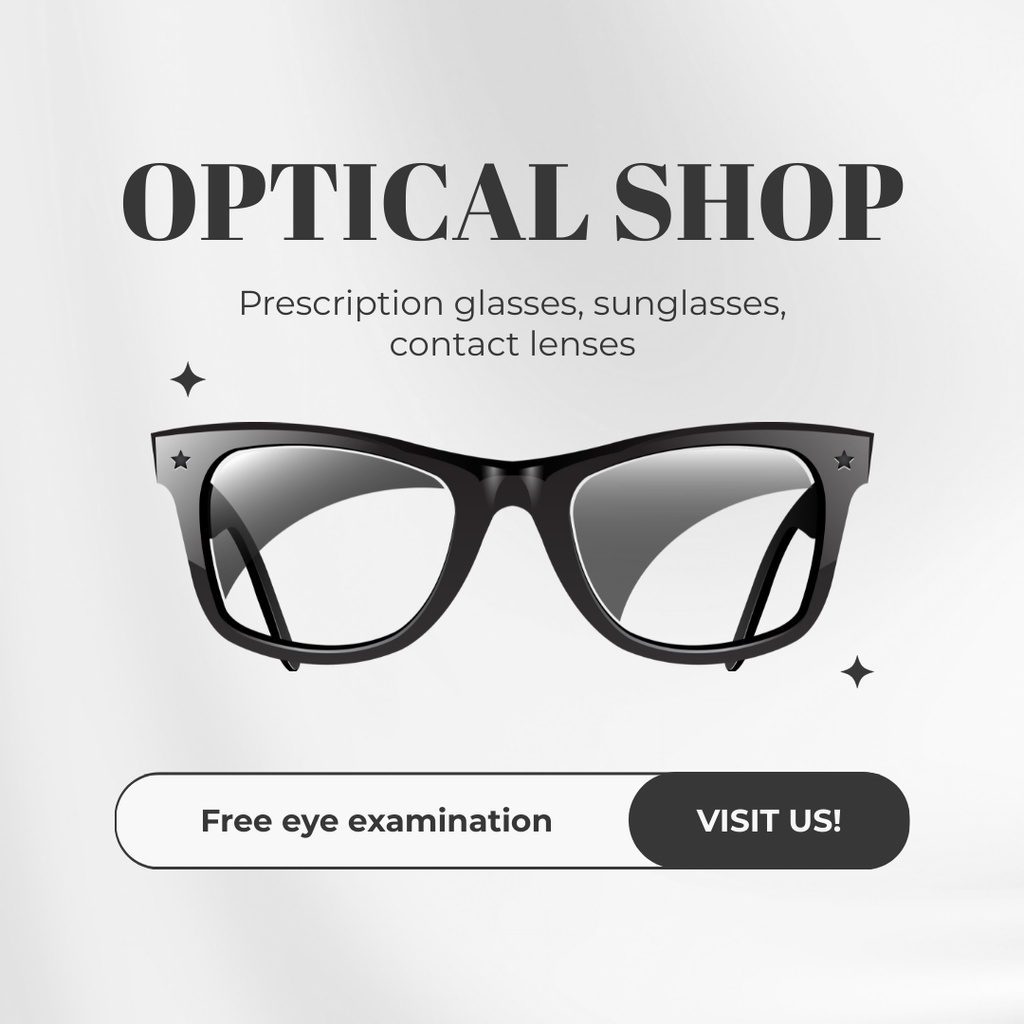 Modern Glasses Store Ad with Stylish Frames Instagram AD Modelo de Design