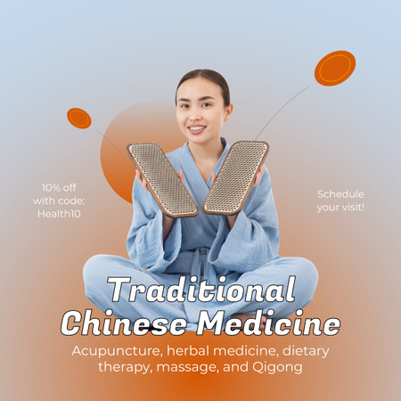 Código promocional para oferta de medicina tradicional chinesa LinkedIn post Modelo de Design