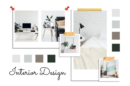 Light Grey Interior Design Palette on White Mood Board Πρότυπο σχεδίασης