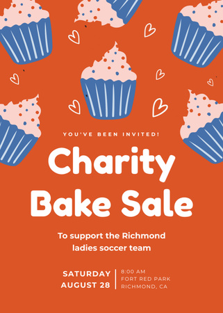 Charity Bake Sale with Yummy Muffins Invitation – шаблон для дизайна