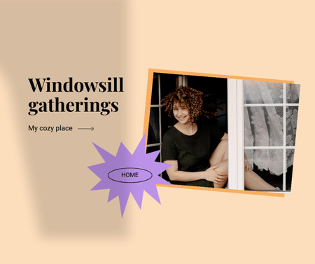 Woman sitting on Window Facebook Design Template