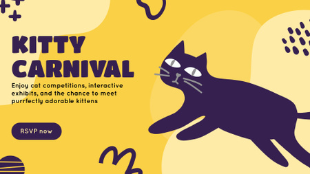 Platilla de diseño Cat Show Announcement with Cute Doodle Kitten FB event cover