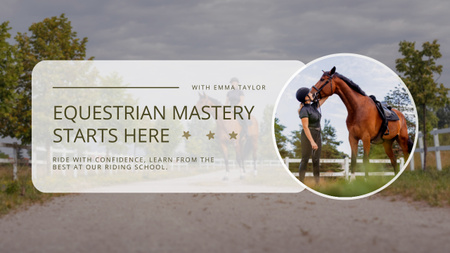 Training in Equestrian Mastery at Horse Riding School Youtube Thumbnail Design Template