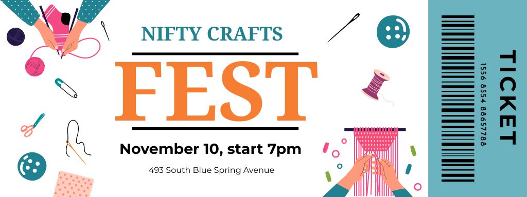 Nifty Crafts Fest Announcement In Fall Ticket – шаблон для дизайну