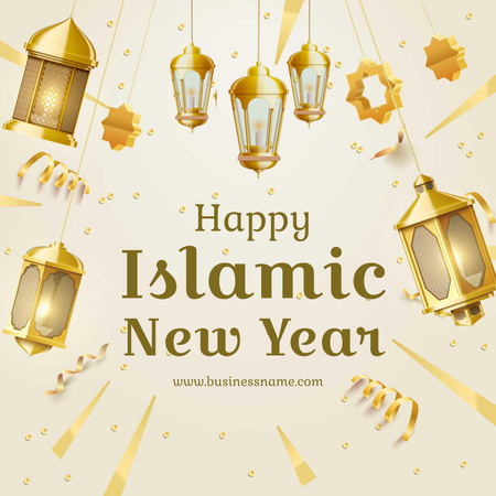 Holiday Decoration for Islamic New Year Announcement Instagram Design Template