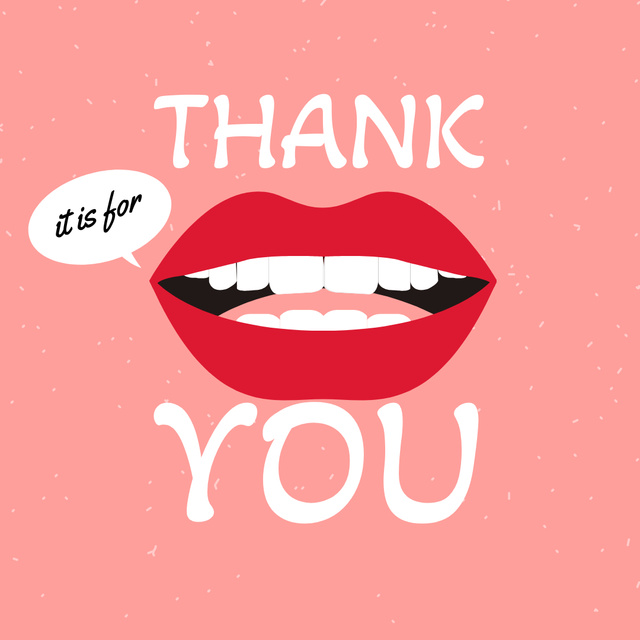 Template di design Cute Thankful Phrase with Red Lips Instagram