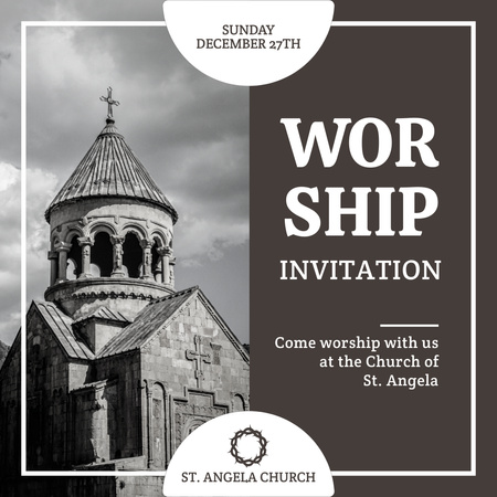 Anúncio de adoração com bela igreja Instagram Modelo de Design