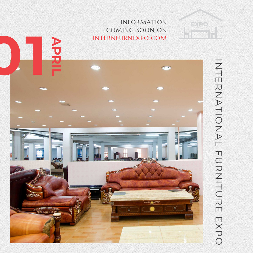 Furniture Expo invitation with modern Interior Instagram AD Tasarım Şablonu