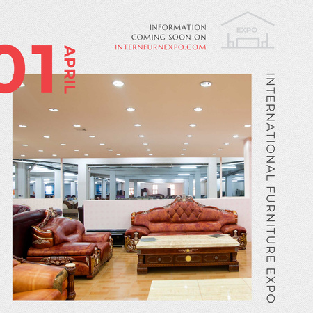 Modèle de visuel Invitation à l'exposition de meubles avec un intérieur moderne - Instagram AD