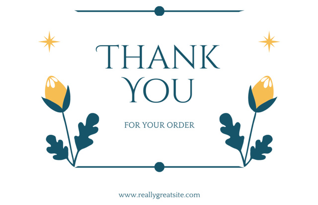 Thank You for Your Order Message with Simple Yellow Flowers Thank You Card 5.5x8.5in Design Template