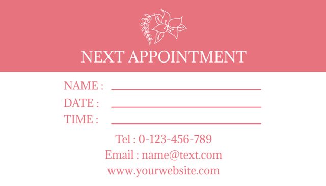 Appointment of Meeting with Floral Stylist on Pink Layout Business Card USデザインテンプレート