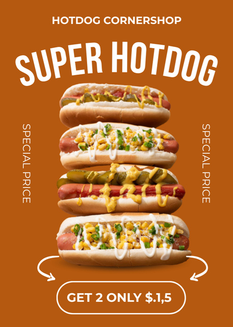 Ontwerpsjabloon van Flayer van Tasty Hotdog Promotion With Special Price