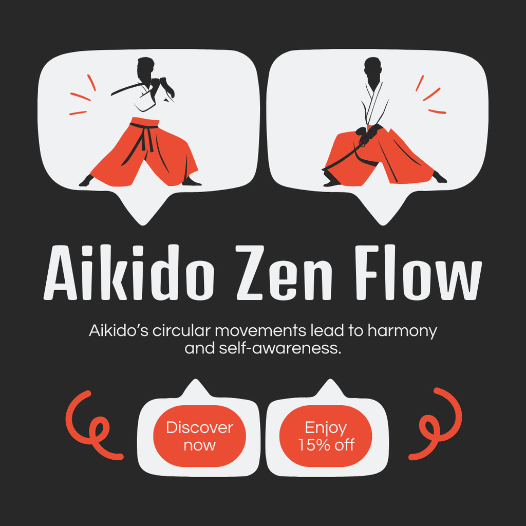 Aikido Classes Ad with Offer of Discount Instagram Design Template