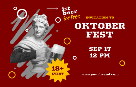 Oktoberfest Celebration Announcement Invitation 18.2x11.7cm Horizontal Design Template