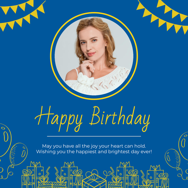 Birthday Congratulations for Woman on Blue Instagram Design Template