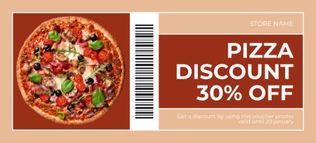Discount Voucher Offer for Olive Pizza Coupon 3.75x8.25in Design Template