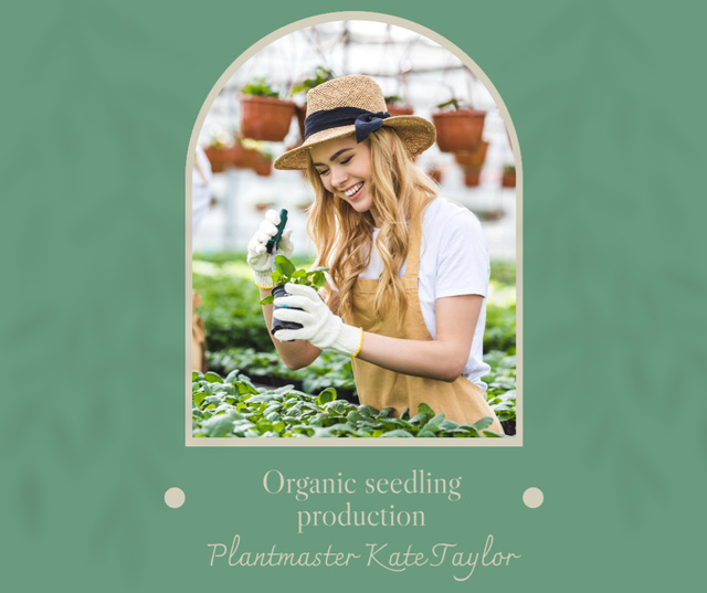 Girl Gardener in Greenhouse Facebook – шаблон для дизайна